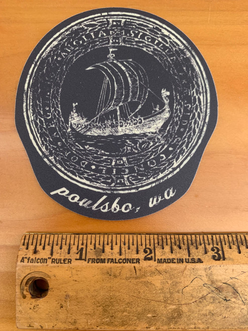 Poulsbo, WA Vintage Viking Ship Vinyl Sticker Decal