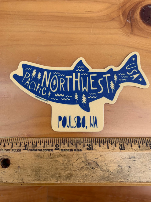 Pacific Northwest Poulsbo WA Fish Salmon Vinyl Sticker Decal