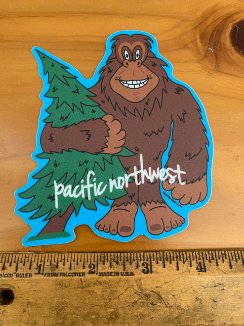 Pacific Northwest Sasquatch Big Foot Tree Vinyl Sticker Decal