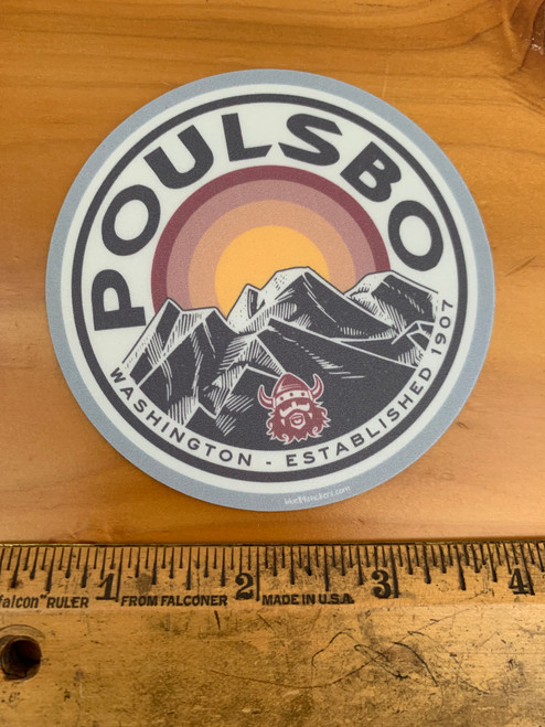 Poulsbo Mountains Sunset Viking 1907 Vinyl Sticker Decal
