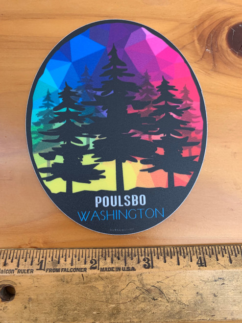 Poulsbo Washington Rainbow Colorful Tree Vinyl Sticker Decal