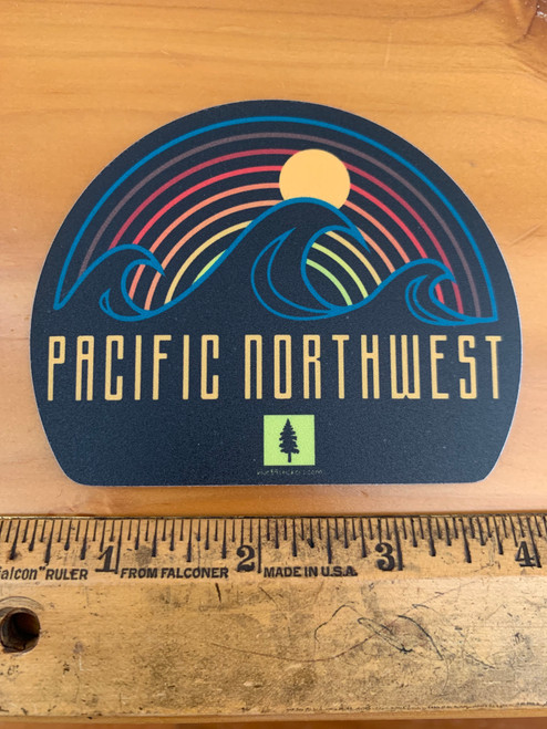 Pacific Northwest Wave Sunset Tree Vinyl Sticker Decal