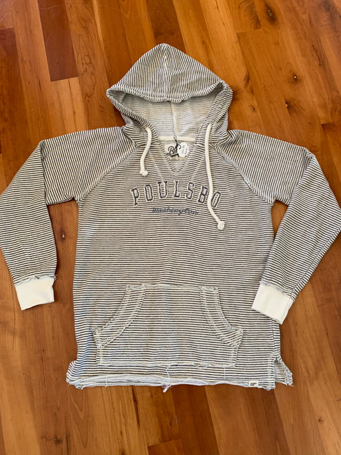 Women's Striped French Terry V-Neck Hoodie Poulsbo Washington