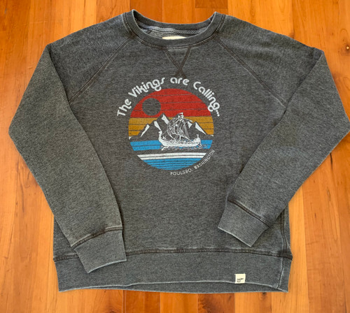 The Vikings are Calling Women's Gray Crew Neck Raglan Sweatshirt