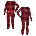 Bear Cheeks Flapjacks Onesie Union Suit Plaid Adult Unisex