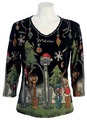 The Jess and Jane "Meow Christmas" design with Rhinestone Bling embellishments  is on both front and back of this beautiful tee Shirt Top.
- 3/4 sleeve 
- Flattering fit - Does not cling
- Beautifully machine washable
- Dressy or casual - You decide!
- Made in the USA
- 100% Cotton