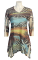 The Jess and Jane "Safari" design with subtle rhinestone embellishments is on both front and back of this fabulous Sublimation Burnout Tunic.
- Sharks Tale Hem
- Vee Neck
- 3/4 length sleeves
- Flattering missy fit - Does not cling
- Beautifully machine washable
- Dressy or casual - You decide!
- Made in the USA
